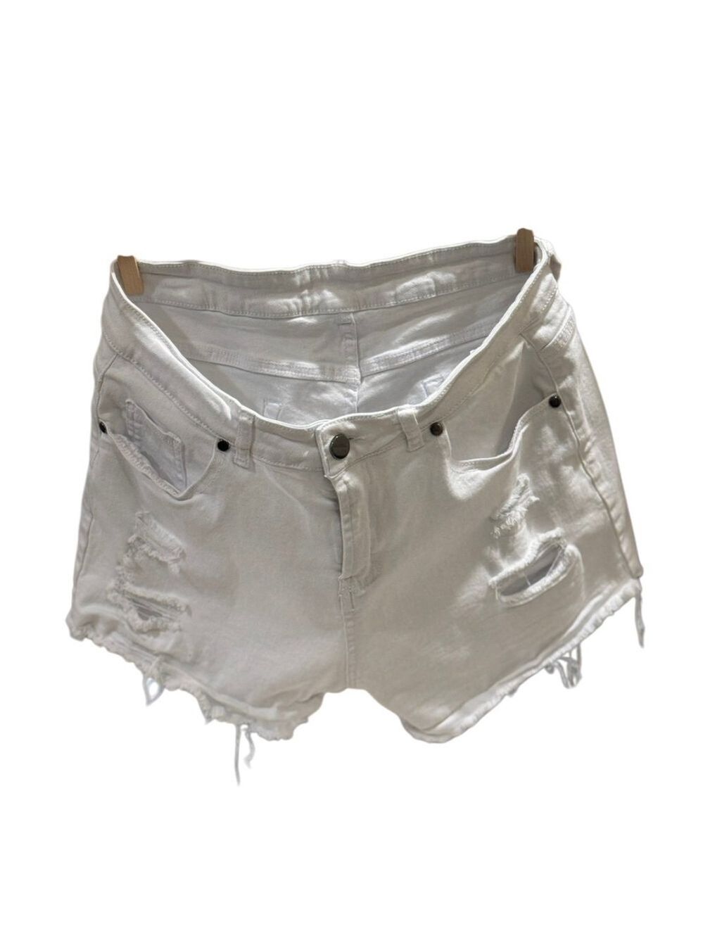 High Rise White Denim Jean Shorts Y2K